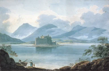 View across Loch Awe, Argyllshire, to Kilchurn Castle and the Mountains Beyond